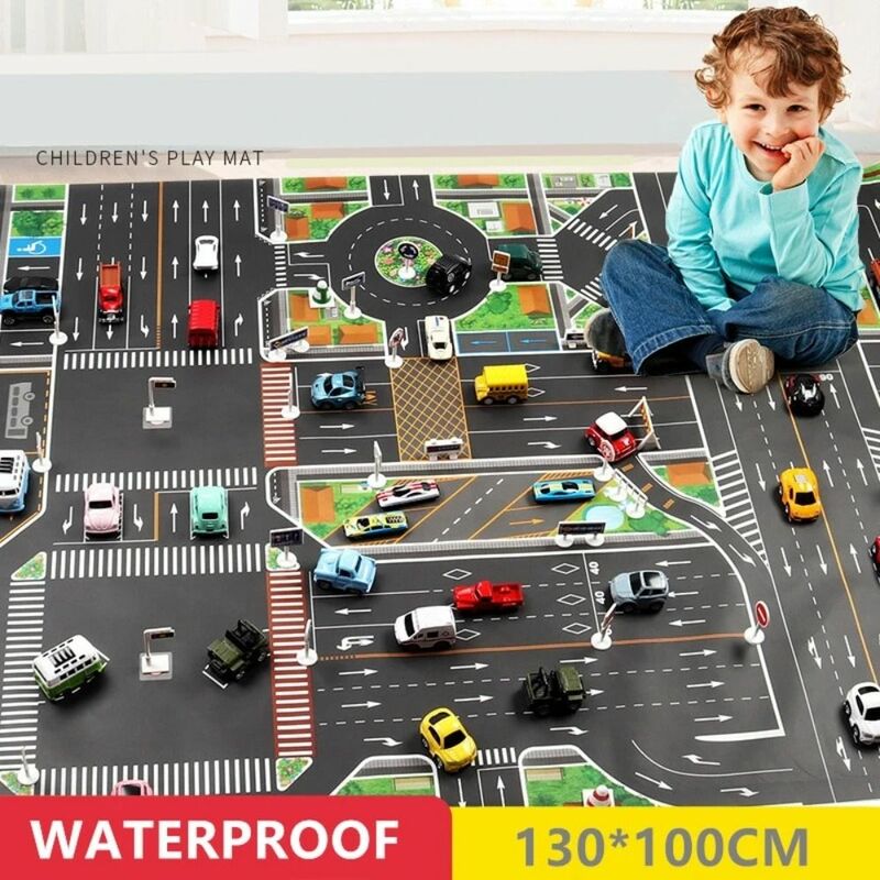 خريطة الطريق Playmat للأطفال ، حصيرة الطريق للأطفال ، لتقوم بها بنفسك إشارات المرور ، سجادة موقف سيارات المدينة ، الحصير تسلق ، ألعاب هدية