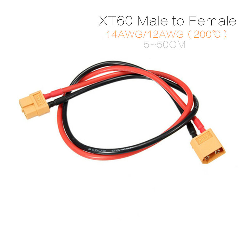 1 قطعة XT60 موصل تمديد كابل الذكور إلى الإناث التوصيل سلك السيليكون 14AWG 12AWG 5 ~ 50 سنتيمتر