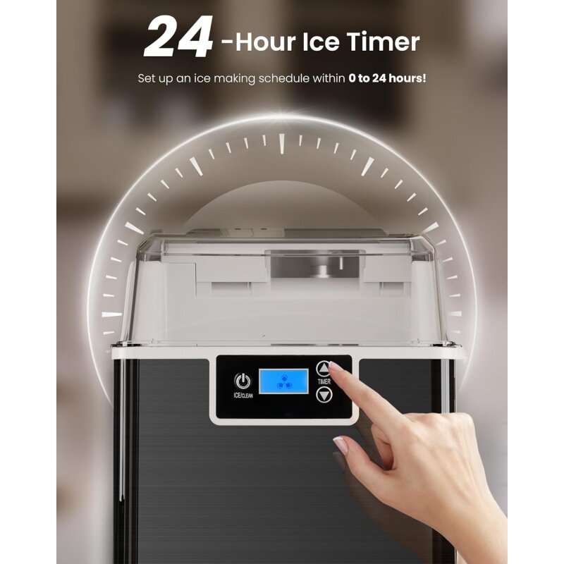 Kismile-nuggets آلة حصى كونترتوب الجليد ، SonicMaker التنظيف الذاتي ، 45 رطل/يوم ، مؤقت 24 ساعة
