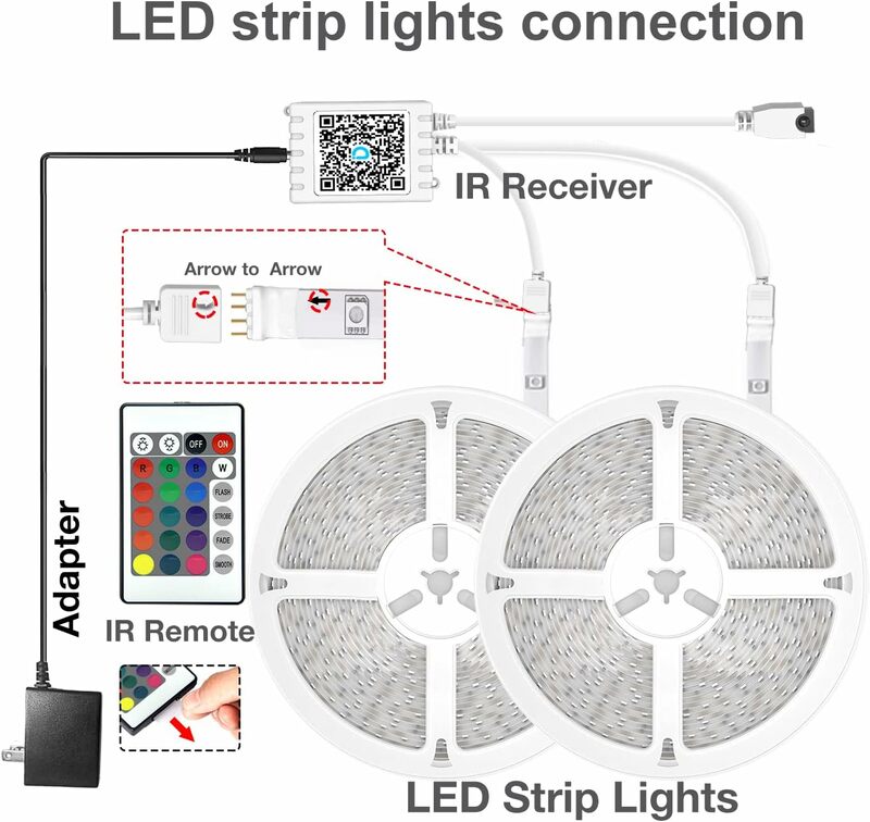 Daybreter-أضواء شريط LED ذكية مع تحكم بتطبيق وجهاز تحكم عن بعد ، مزامنة موسيقى RGB ، أضواء متغيرة الألوان ، 200 قدم ، 100 قدم ، 2 لفات