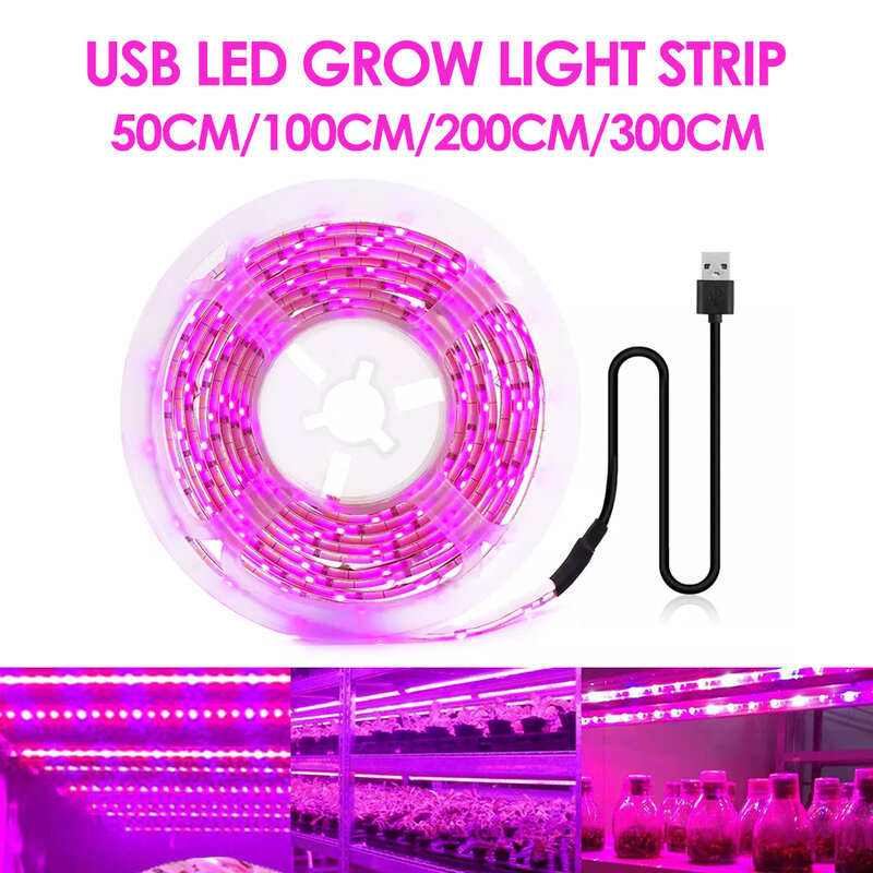 5V USB Led مصنع تنمو ضوء كامل الطيف أعشاب مصباح 1m 2m 3m قطاع للبذور زهرة الدفيئة خيمة المائية النباتات الإضاءة