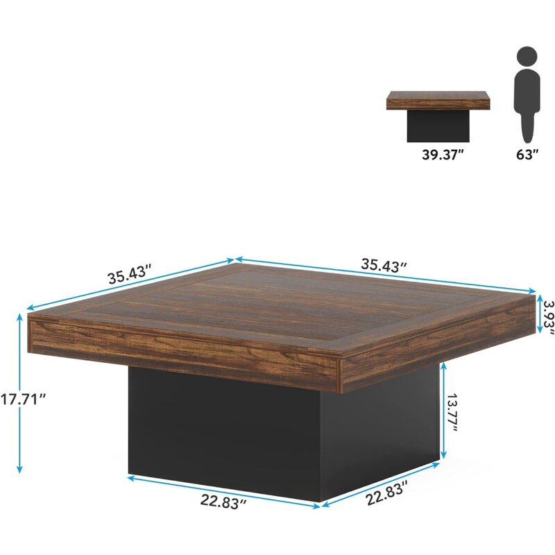 طاولة قهوة منخفضة من الخشب هندسيا لغرفة المعيشة ، طاولة قهوة LED ريفية