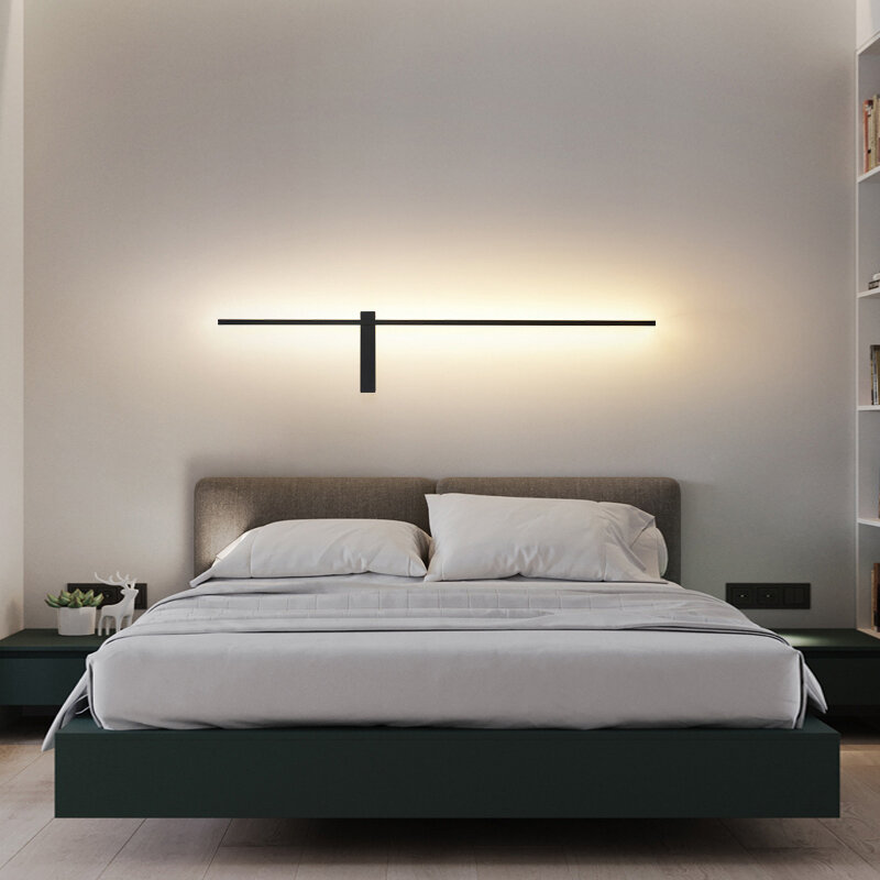 الحديثة بسيطة Led قطاع مصابيح الحائط غرفة المعيشة السرير أضواء المنزل إضاءة داخلية ديكور الممر الممر الذهب الأسود الجدار مصابيح