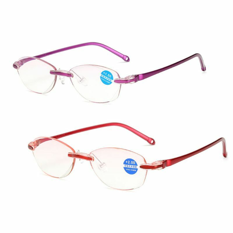 نظارات قراءة لقصر النظر الشيخوخي ، عدسات مكبرة بدون إطار لقصر النظر الشيخوخي ، نظارات قراءة بالضوء الأزرق ، بدون إطار ، 1.0 1.5 2.0 2.5 3.0 3.5 4.0