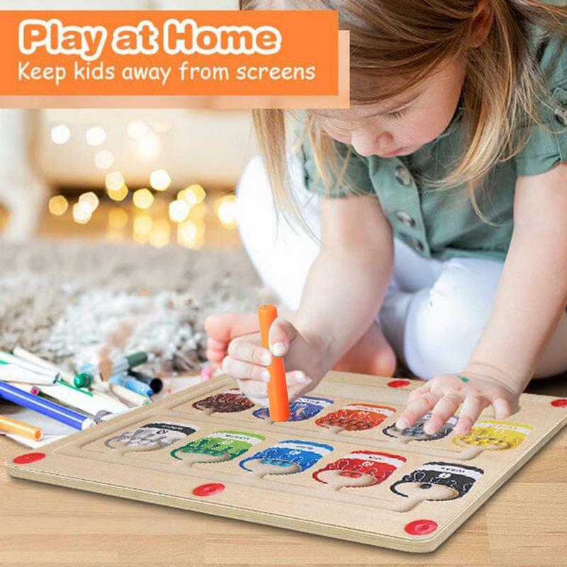 لوحة ألغاز خشبية للمتاهة ذات ألوان مغناطيسية ، أنشطة للأطفال ، ألعاب مطابقة للعد ، ألعاب مونتيسوري للأطفال