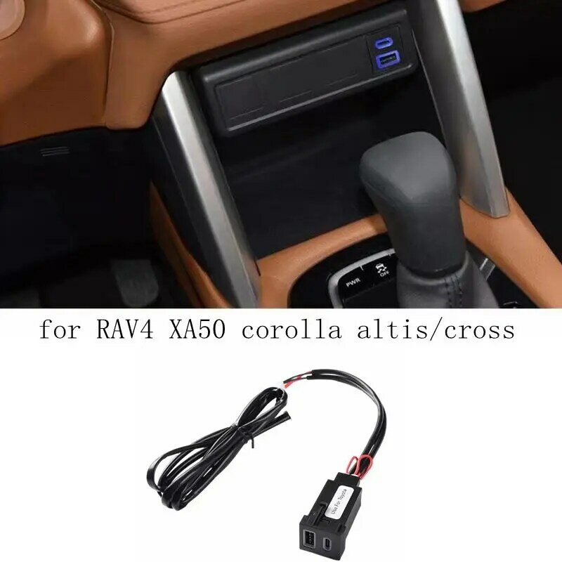 سيارة التحكم الأوسط موقف USB شاحن QC 3.0 شحن سريع لتويوتا RAV4 XA50 كورولا altis/الصليب اكسسوارات السيارات الداخلية