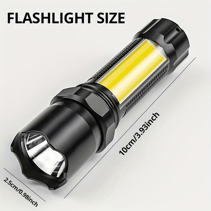 USB صغير قابلة للشحن متعددة الوظائف LED مصباح يدوي مع ضوء الجانب COB ، فانوس التخييم مقاوم للماء ، شمعة عالية
