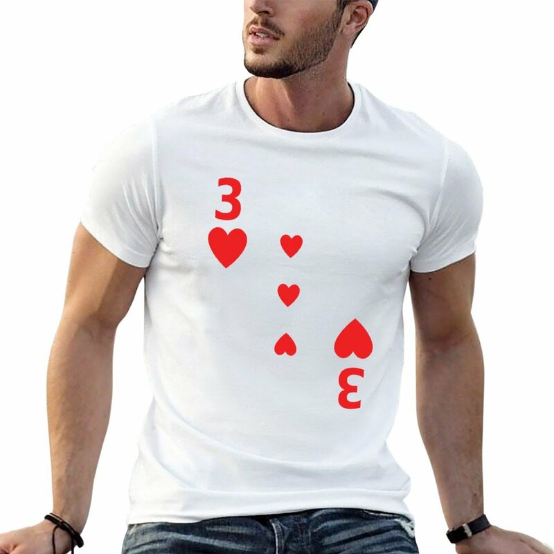 ثلاثة قلوب لعبة البوكر لعب بطاقة تي شيرت ، الملابس الجمالية ، قمم للرجال ، قمصان طويلة