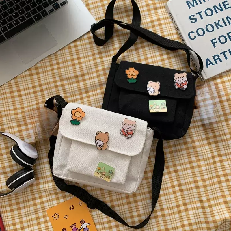 حقيبة صغيرة لطيفة من القماش للسيدات 2023 حقيبة جديدة يابانية هاراجوكو قطري حقيبة كتف للفتيات البرية حقائب للنساء