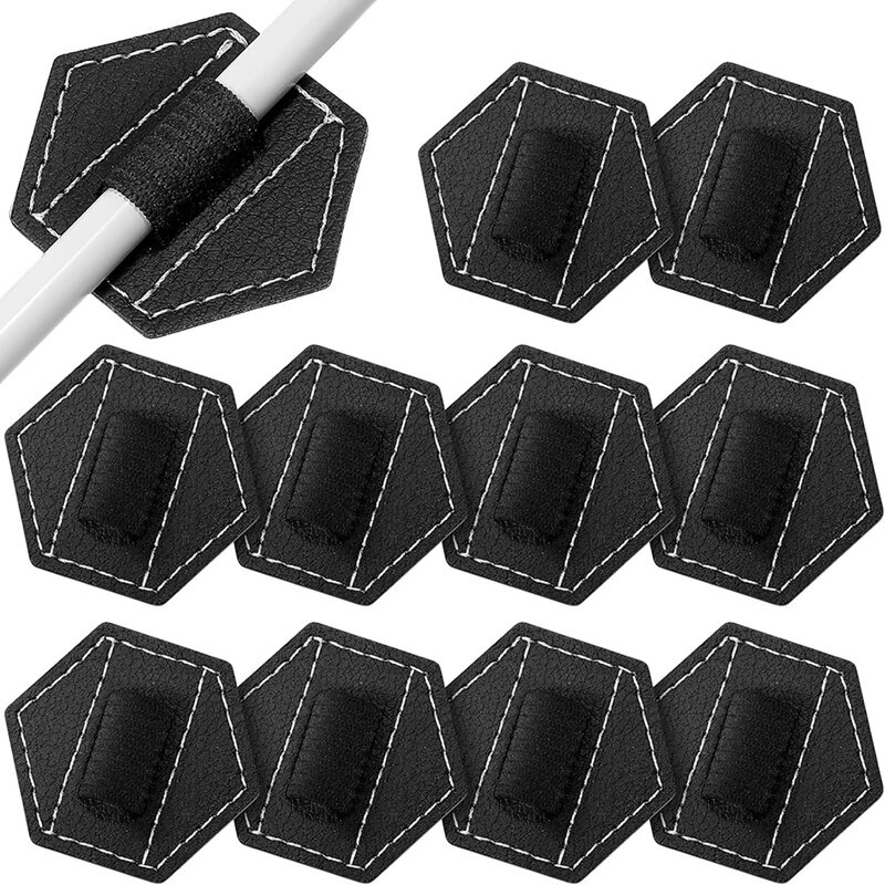 أسود بولي Leather الجلود ذاتية اللصق أصحاب القلم ، دفتر مسدس ، مجلة مرنة ، أصحاب حلقة ، حوالي 4.5x4 سنتيمتر ، 10 قطعة