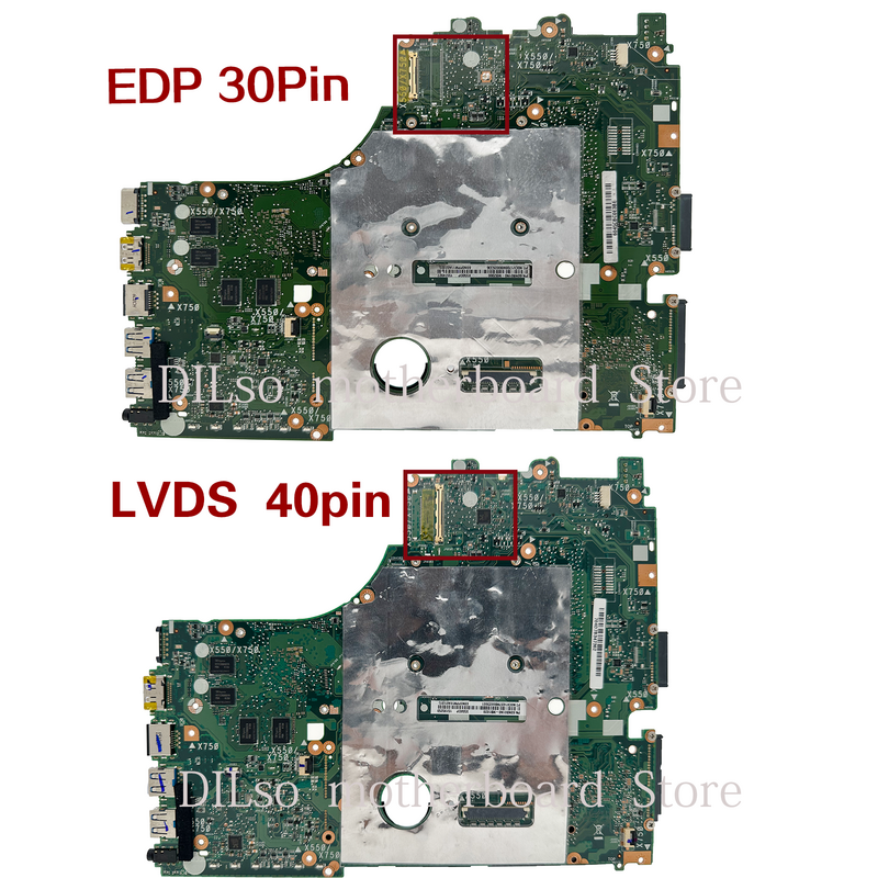 لوحة رئيسية من KEFU X750DP لـ ASUS X750DP K550D X550D K550DP X550DP لوحة أم للكمبيوتر المحمول Rev2.0 X750DP لوحة رئيسية EDP أو LVDS 100% Test