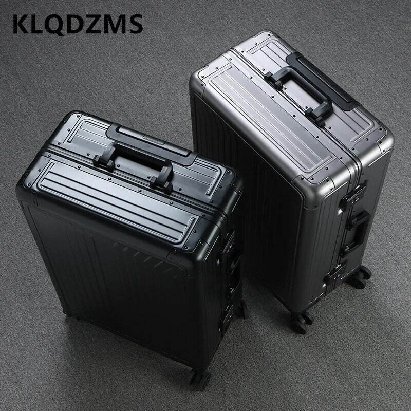 حقيبة سفر من KLQDZMS مقاس 20 بوصة و24 بوصة للرجال مصنوعة من سبائك الألومنيوم والمغنسيوم حقيبة ترولي للسيدات للأعمال صندوق رمز الصعود المتداول