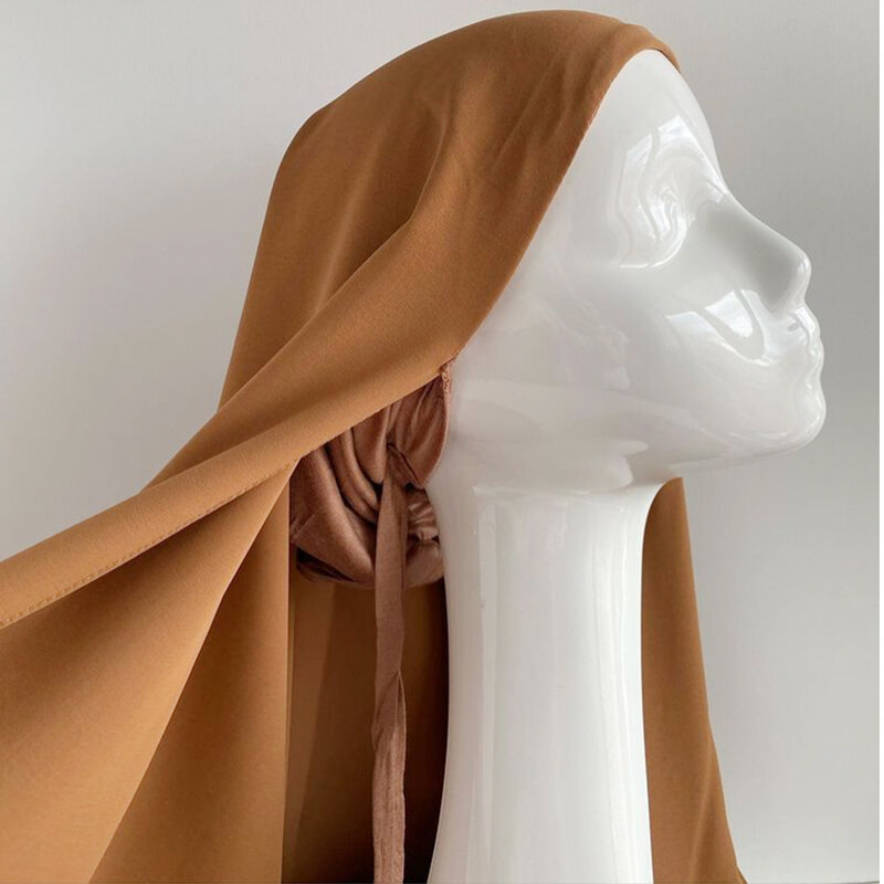 حجاب شيفون فوري مع قبعات داخلية ، حجاب مسلم ، حجاب نسائي ، الحجاب الإسلامي ، دبوس مجاني