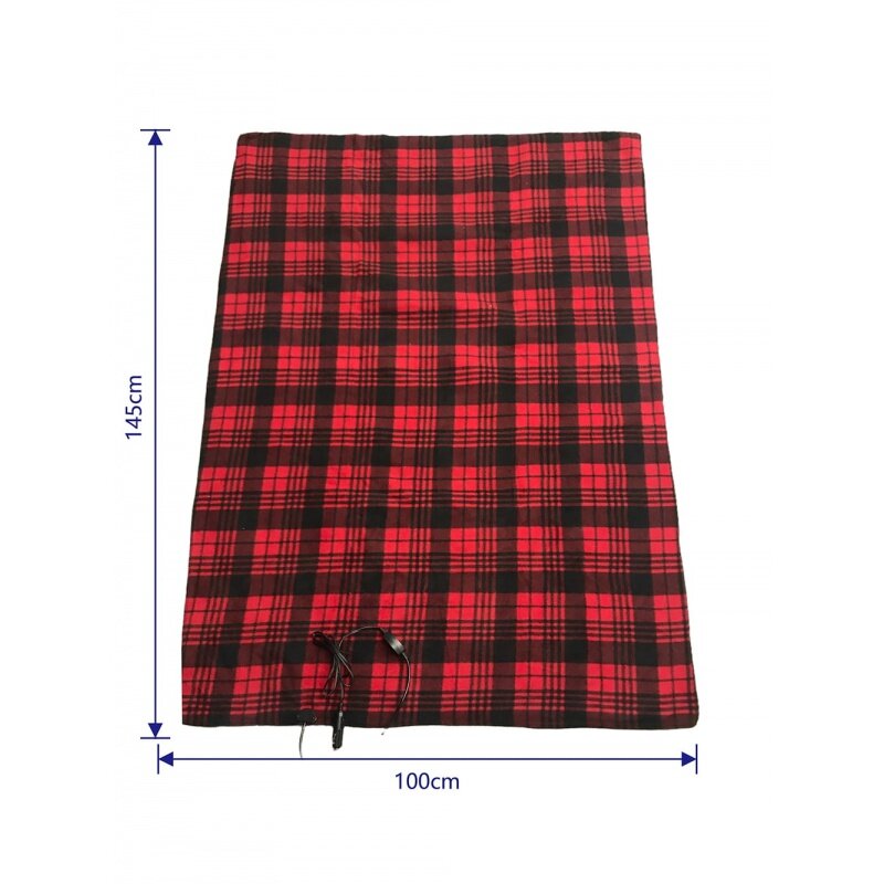 بطانية سفر ساخنة من AutoDrive ، منقوشة حمراء وسوداء ، 12 فولت مجمعة أبعاد المنتج 57 × 39 ، 2 رطل