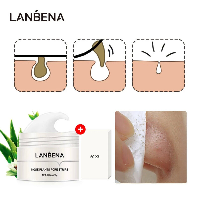 LANBENA-مزيل الرؤوس السوداء ، قناع الوجه للتنظيف العميق ، تقشير علاج حب الشباب ، قناع الوجه الأنف ، العناية بالبشرة