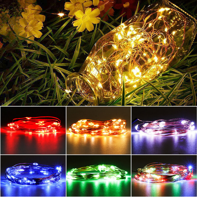 أضواء سلسلة LED مقاوم للماء ، بطارية USB بالطاقة ، الأسلاك النحاسية ، أضواء جارلاند ، عيد الميلاد ، الزفاف ، عطلة ، الطرف ، مصباح الديكور الداخلي