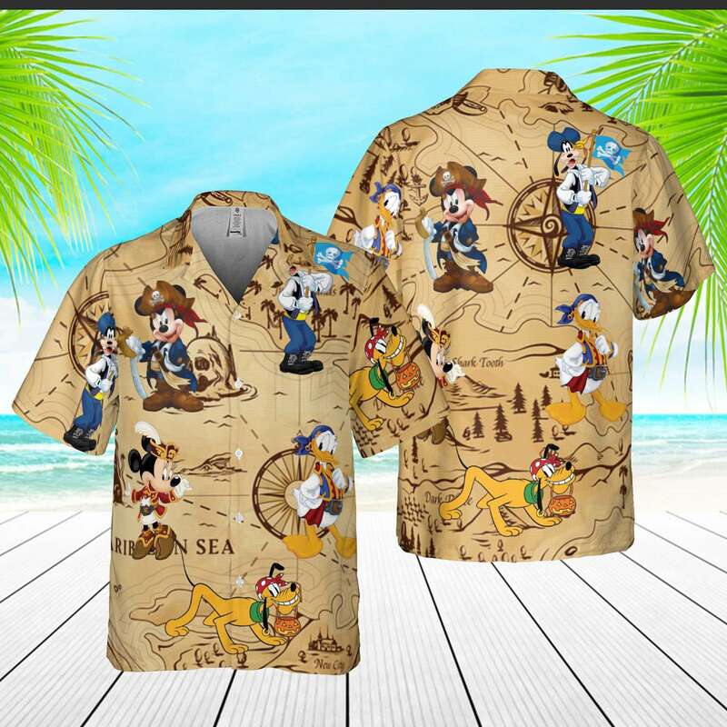 ديزني كروز هاواي قميص الرجال زر حتى قميص ميكي كروز هاواي قميص ديزني لاند ميكي والأصدقاء هاواي قميص