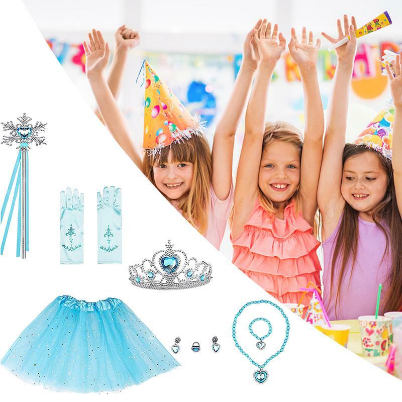 الفتيات فستان الأميرة حتى مجموعة فستان الأميرة متابعة إمدادات الحفلات للفتيات تشمل قفازات تنورة الأميرة تيارا سوار القرط