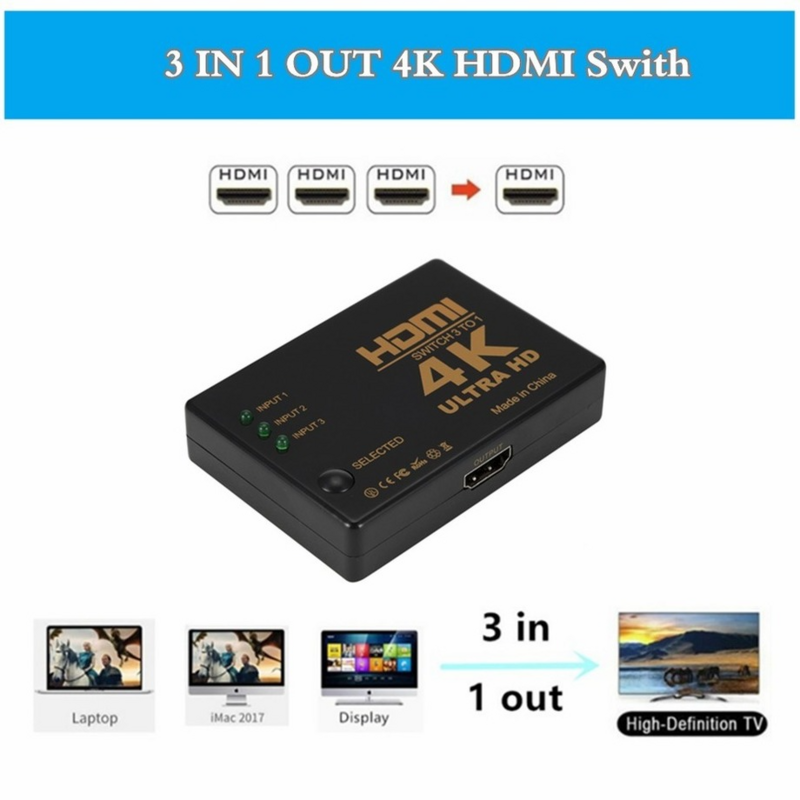 PzzPss HDMI التبديل 4K الجلاد 3 في 1 خارج كامل HD 1080P فيديو كابل الخائن 1x 3 مهايئ توزيع محول ل PS4/3 صندوق التلفزيون HDTV PC