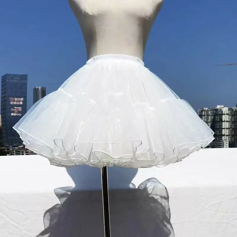 لوليتا الأبيض شقراء ثوب نسائي للفتيات ، العظم لينة الغزل ، مظلة فستان ملحق ، دعم الأبيض ، اليابان ، 35 سنتيمتر ، 40 سنتيمتر ، 5 طبقات