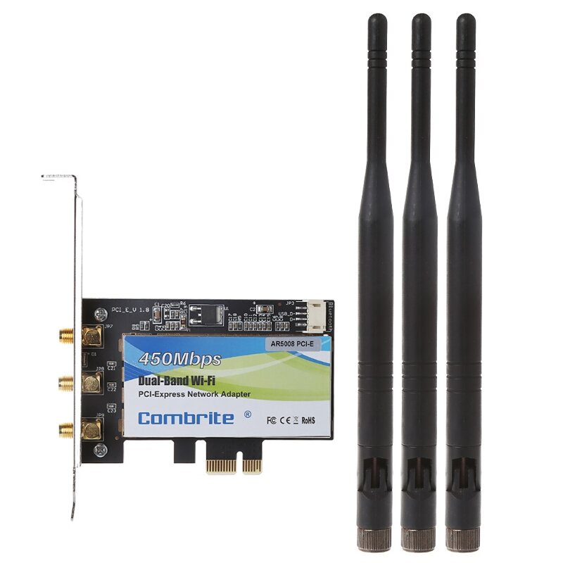 محول PCI-Express WiFi اللاسلكي بطاقة شبكة جيجابت 300 ميجابت في الثانية ثنائي النطاق 2.4G + 5G P9JB