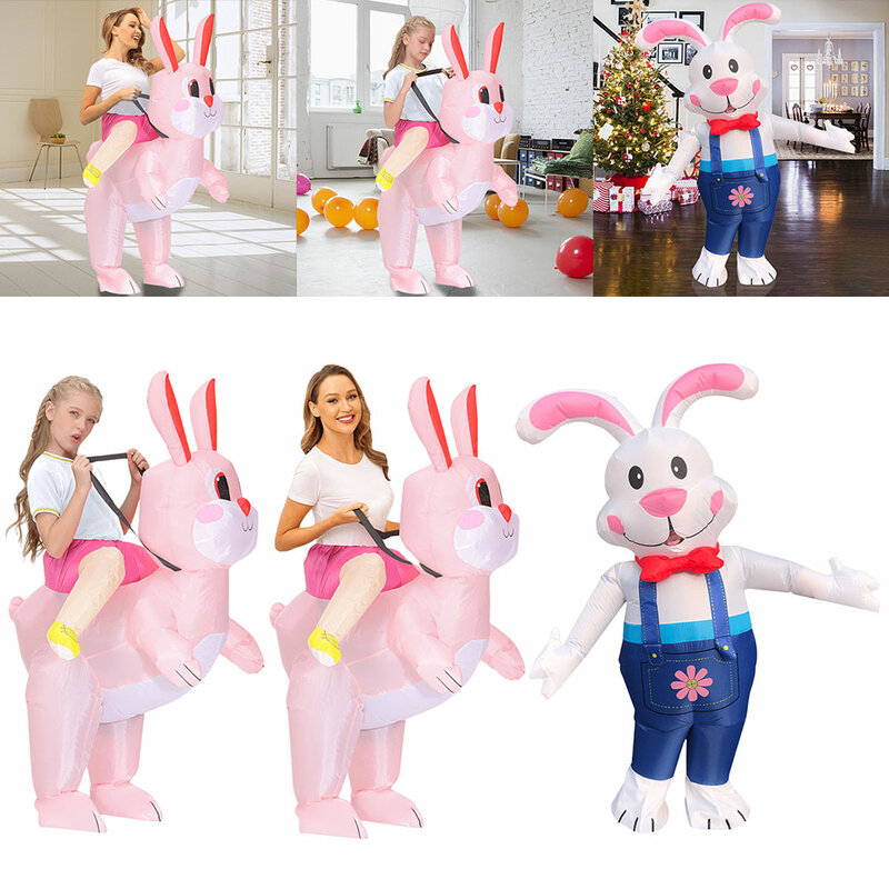 زي أرنب عيد الفصح قابل للنفخ للأطفال والكبار ، زي تأثيري ، ديكور الفناء ، عيد الهالوين ، هدية عيد الميلاد
