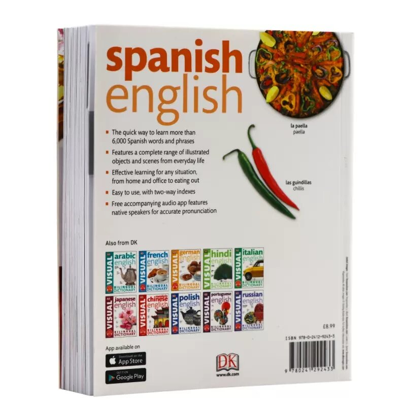 DK الإسبانية-الإنجليزية ثنائية اللغة القاموس البصري ثنائية اللغة متناقضة كتاب القاموس الرسومي