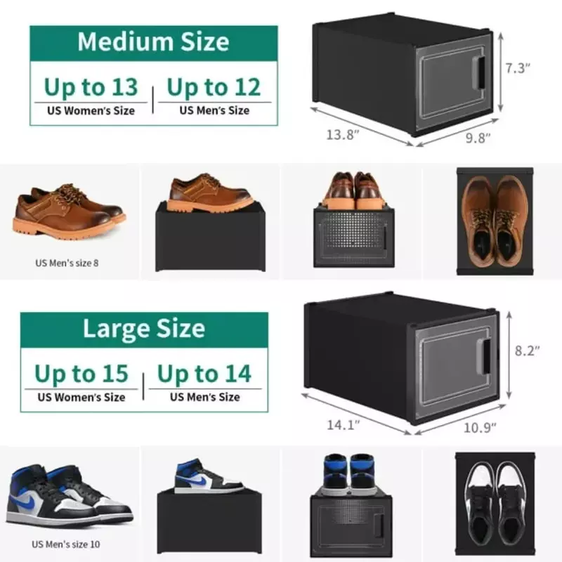 صندوق تخزين أحذية بلاستيكي قابل للتكديس ، حقيبة عرض أحذية رياضية ، رف أحذية ، منظم مقاوم للأتربة ، 12 عبوة