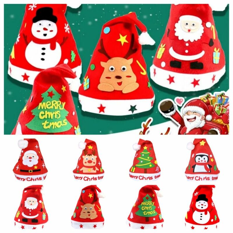 قبعة سانتا كلوز اليدوية ، عيد الميلاد سانتا كلوز ، الأيل ، البطريق ، قبعة ديي ، قبعة عيد الميلاد ، قبعة عيد الميلاد ، لعبة الحزب