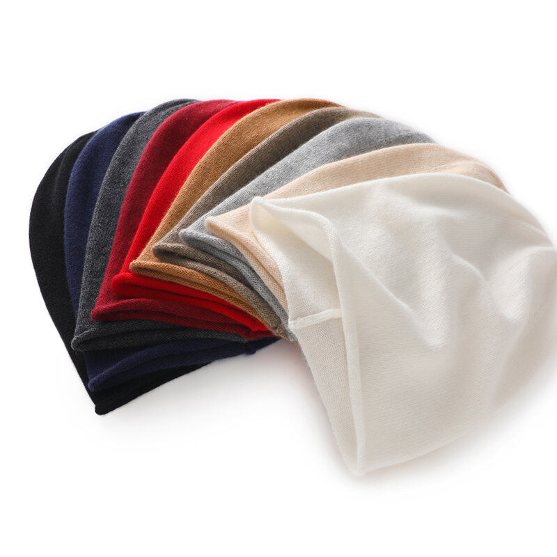 قبعة محبوكة أحادية اللون للجنسين ، 100% من الكشمير ، دافئ ، عالي الجودة ، الترفيه ، الأكمام ، الرجال ، النساء ، الشتاء ، جديد ، 2023