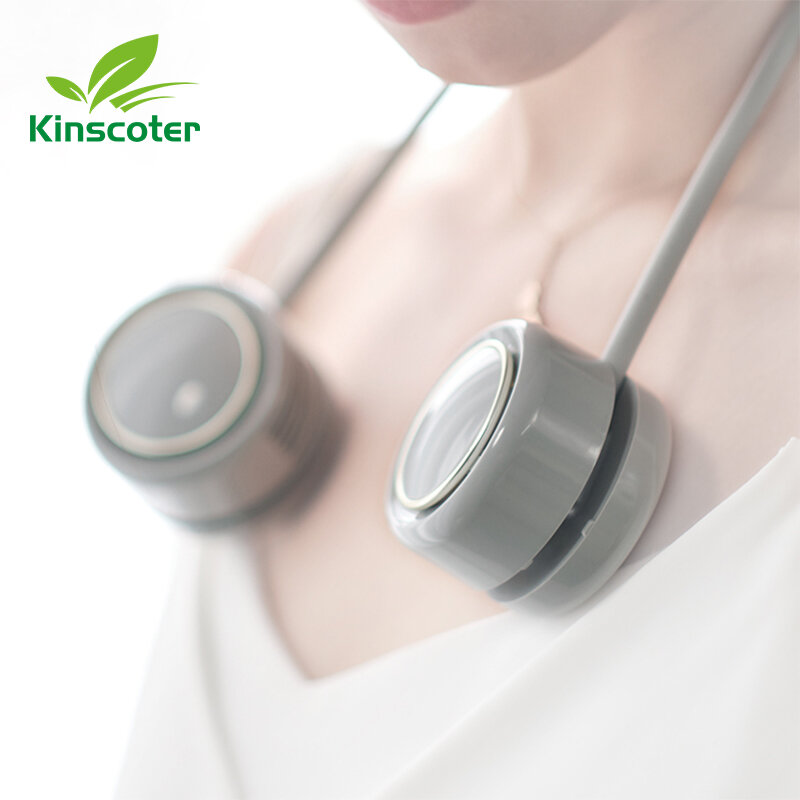 Kinscoter مروحة صغيرة الرقبة المحمولة USB قابلة للشحن 1600mah كتم الرياضة الرقبة المشجعين في الهواء الطلق Ventilador طوي التبريد الدورة الدموية