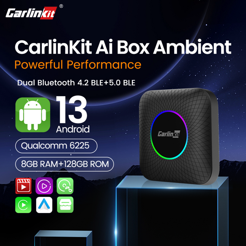 Carlinkit-أندرويد 13 صندوق التلفزيون ، LED ، 8GB ، 128GB ، CarPlay ، محول لاسلكي تلقائي ، دعم يوتيوب ، Netfilx ، IPTV ، سبوتيفي ، نظام تحديد المواقع