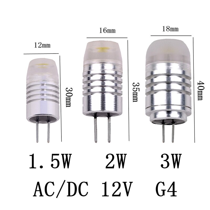 مصباح LED صغير G4 تيار متردد/تيار مستمر 12 فولت طاقة منخفضة 1.2 واط 1.4 واط 2 واط 3 واط كفاءة عالية ستروب مجاني لثريا كريستال مطبخ دراسة المرحاض