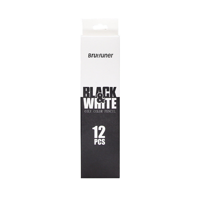مجموعة أقلام رصاص باللون الأبيض من Brutfuner مكونة من 12 قطعة أقلام رسم باللون الأسود مجموعة أقلام رسم فنية