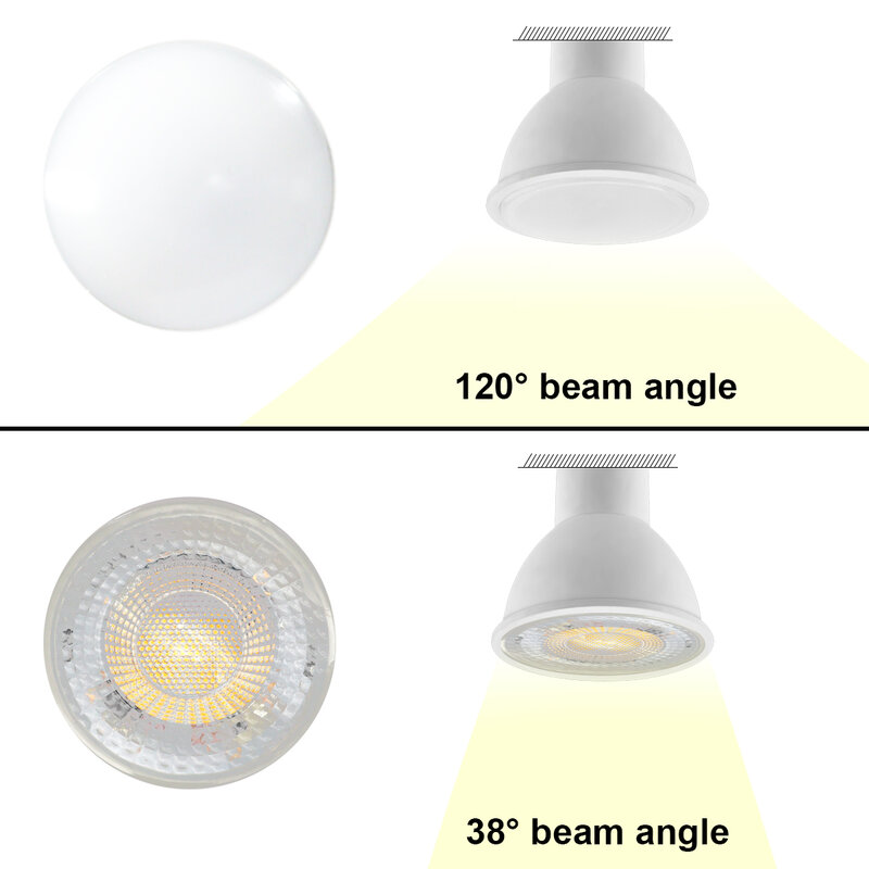كشاف LED مضيء عالي ، بدون وميض ، ضوء أبيض دافئ ، استبدال مصباح هالوجين 20 واط 50 واط ، GU10 ، GU5.3 ، التيار المتناوب 220 فولت ، 3 واط-8 واط