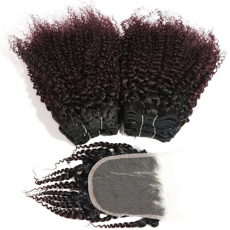 6 حزم من الشعر البرازيلي المغزول ومزودة بغالق مع ربطة من الشعر الريمي الطبيعي