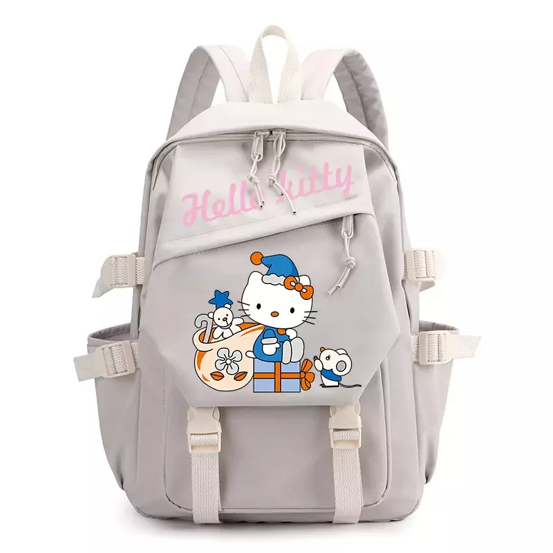 Sanrio Hello Kitty حقيبة مدرسية للطلاب ، حقيبة ظهر قماشية للكمبيوتر خفيفة الوزن برسوم كرتونية ، لطيفة ، جديدة