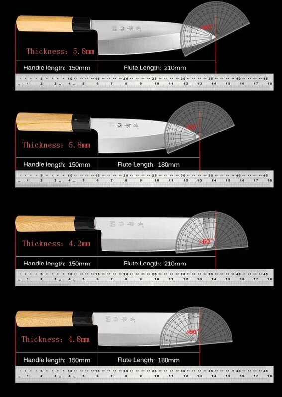 سكين السمك الياباني الساشيمي سكين السوشي تقطيع السمك الخام السلمون لحوم البقر سكين Santoku Kiritsuke سكين الساطور