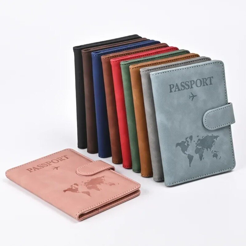 بو الجلود غطاء جواز سفر للرجال والنساء ، حامل بطاقة الائتمان ، محفظة السفر ، حافظة واقية
