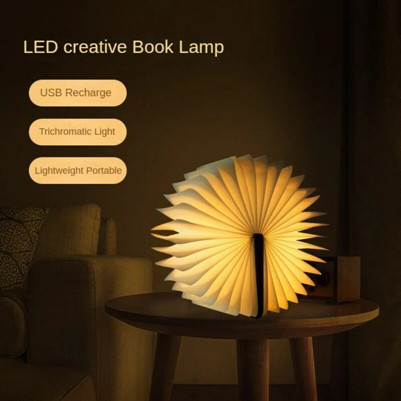 ثلاثية الأبعاد الإبداعية LED كتاب ضوء الليل ، USB قابلة للشحن ، المغناطيسي ، مكتب طوي ، مصباح الطاولة للطفل ، هدايا عيد ميلاد ، المنزل ، ديكور السرير