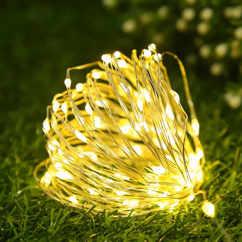(5 متر) LED خيط سلك نحاسي مصابيح تدار ببطارية جارلاند الجنية الإضاءة سلاسل لقضاء عطلة عيد الميلاد حفل زفاف الديكور