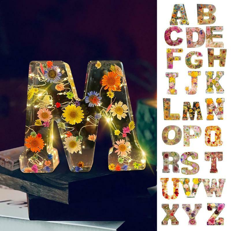 تخصيص أحرف A إلى Z ضوء ليلي من خشب الزهور المجفف ، مصباح طاولة رومانسي مبتكر ، هدية للزوجين ، عيد الحب ، عيد ميلاد الطفل