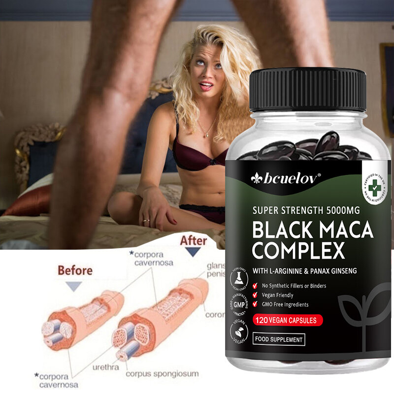 Bcuelov-كبسولات جذور الماكا السوداء ، وتعزيز نمو العضلات ، وتحسين الأداء وإطالة الانتصاب ، وتعزيز القدرة على التحمل
