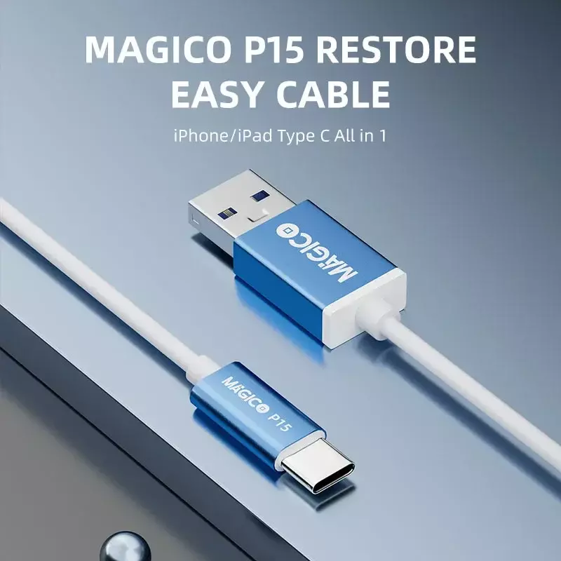 Magico-استعادة كابل سهل للشحن ، نقل البيانات ، إدخال وضع الاسترداد ، بدون مفاتيح يدوية ، iPhone 15 iPad ، P15