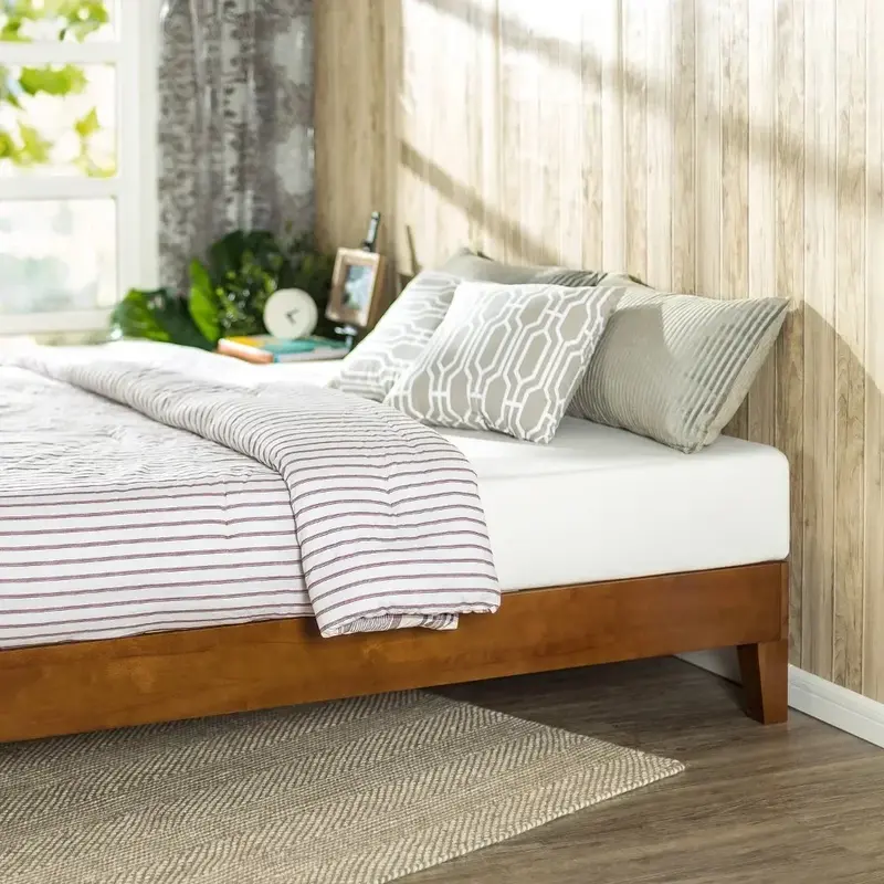 إطار سرير بمنصة خشبية فاخرة ، إطار سرير مزدوج الحجم