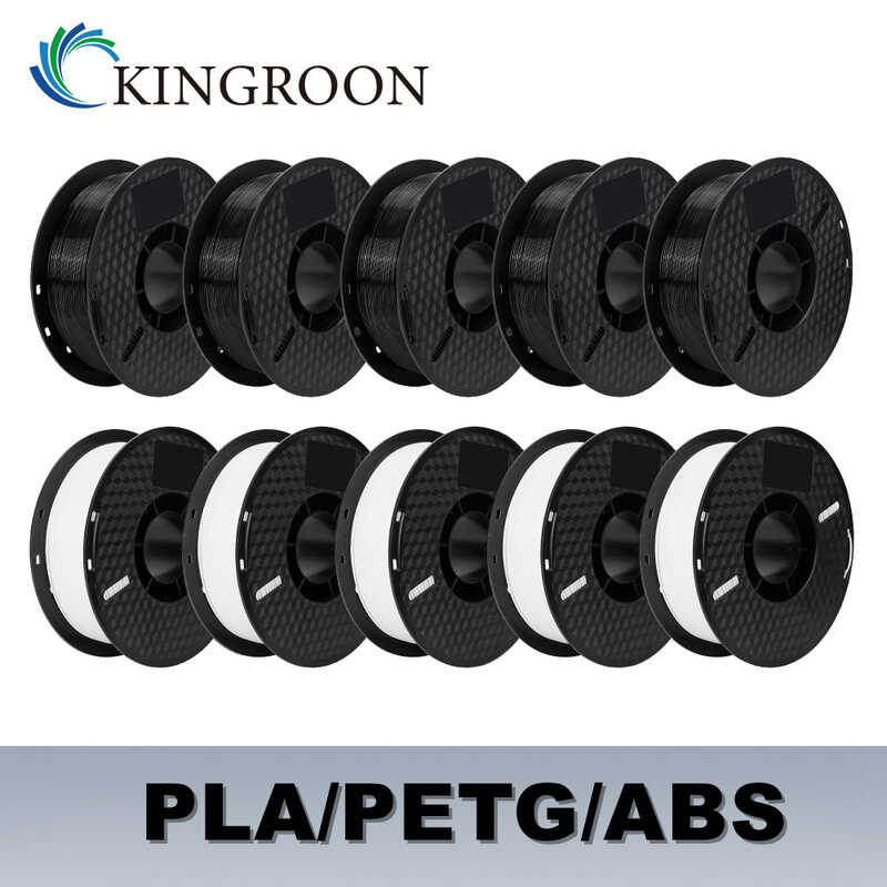 خيوط Kingroon-PLA/ ABS/ PETG للطابعة ثلاثية الأبعاد ، أسود ، أبيض ، رمادي ، بيع بالجملة ، 10 لفات ، 10 كجم ، 1.75 مللي متر