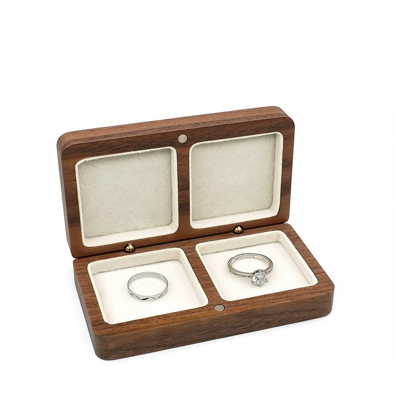 صندوق مجوهرات مربع الخشب للسيدات ، تغليف الهدايا ، هدايا التخزين ، علبة حبة ، صندوق خاتم الزواج