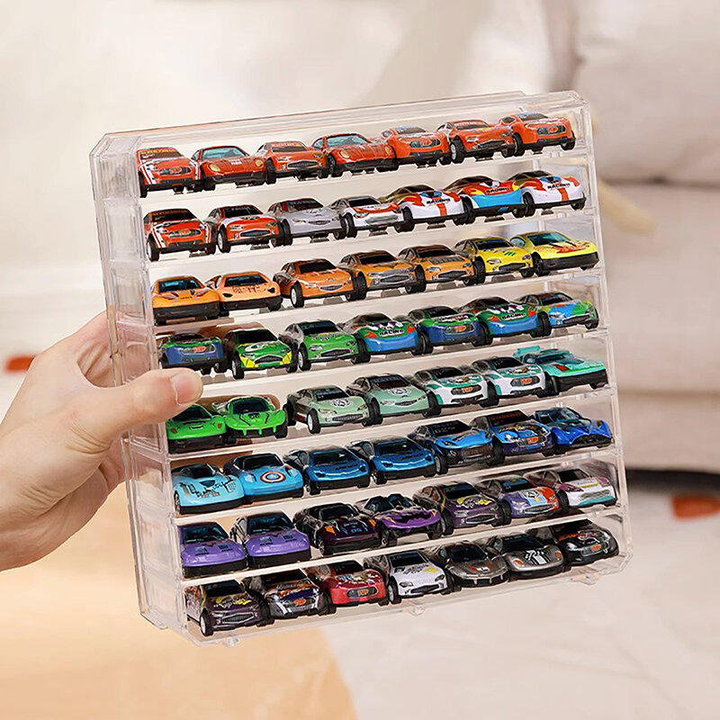 صندوق عرض سيارة نموذج شفاف للأطفال ، 1:64 كاربارك ، مجموعة ألعاب المشهد ، هدايا للأطفال ، مجموعة بدون سيارات