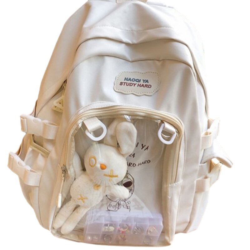 حقيبة مدرسية JK عصرية جديدة لعام 2024 مع حقيبة ظهر كبيرة من النايلون قابلة للإزالة