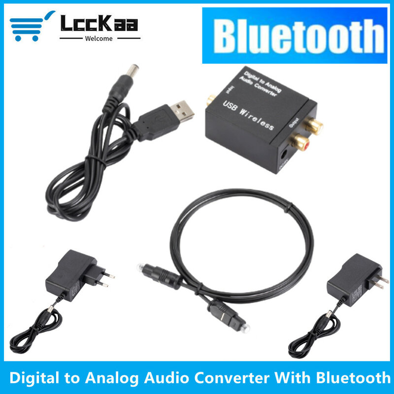 LccKaa الرقمية إلى التناظرية محول صوت الألياف البصرية Toslink محوري إشارة إلى RCA R/L محلل شفرة سمعي مكبر للصوت مع بلوتوث